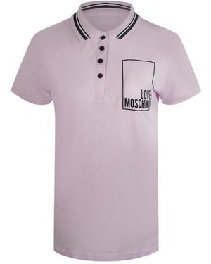Moschino Love Small Box Logo Polo Shirt Cotton - Purple