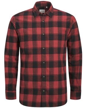 Jack & Jones Shirt Long-Sleeved Slim Fit Checked For - Red