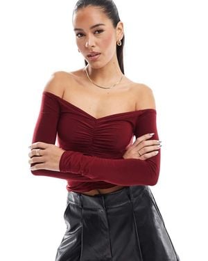 Miss Selfridge Soft Touch Ruched Front Top - Red