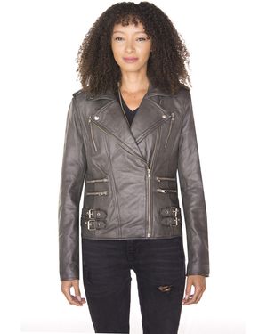 Infinity Leather Vintage Brando Biker Jacket-Orlando - Grey