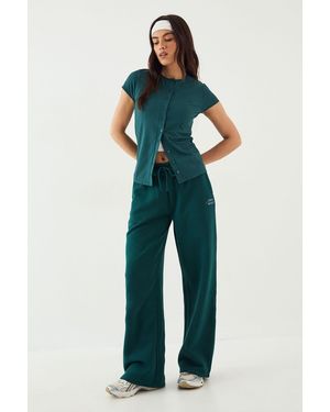 DSGN Studio Sculpt Rib Button Through Short Sleeve Top - Blue