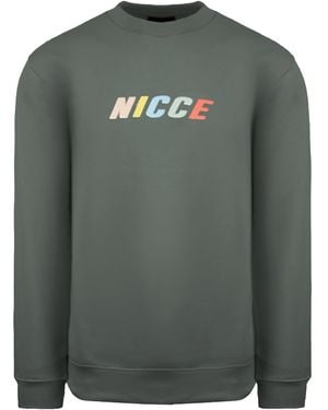 Nicce London Crew Neck Long Sleeve Pullover Myriad Sweatshirt 211 1 03 04 0329 Cotton - Green