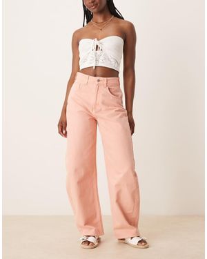 ASOS High Waisted Barrel Leg Jeans - Pink