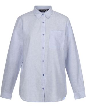 Regatta Ladies Primevere Striped Shirt (Hydrangea) - Blue