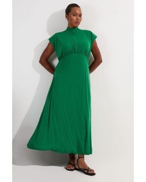 Karen Millen Plus Size Drapey Crepe Jersey Corset Detail Maxi Dress - Green
