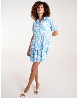 Blue Vanilla Mini Smock Shirt Dress - Blue