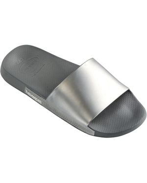 Havaianas Solid Patterned Open Toe Slide Sandals - Grey