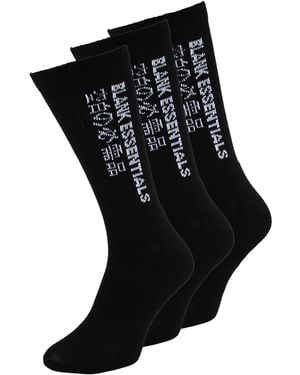 Blank Essentials 3 Pairs Cotton Sport Crew Socks - Black