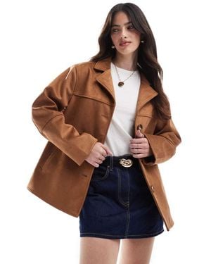 ASOS Faux Suede Button Front Jacket - Brown