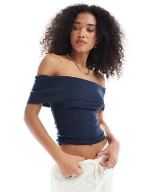 Hollister Off The Shoulder Short Sleeve Top - Blue