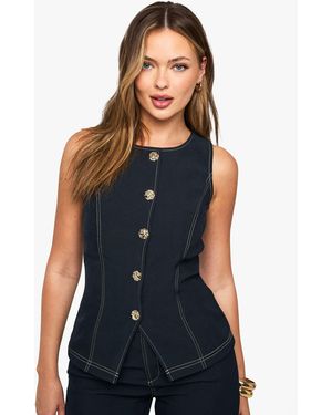 Boohoo Button Contrast Stitch Waistcoat - Blue