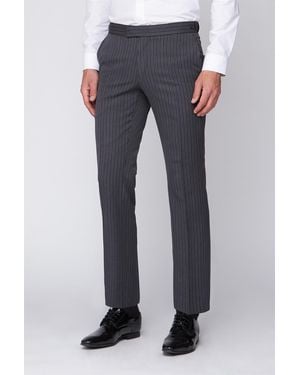 Scott Flat Fronted Striped Tailored Suit Trousers - Blue