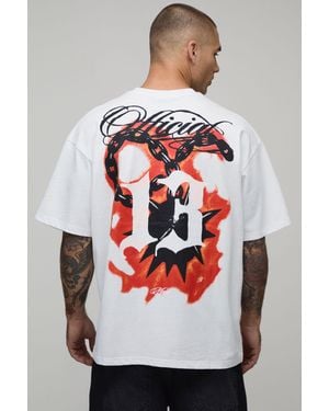 BoohooMAN Oversized Scorpion Print T-Shirt - Grey