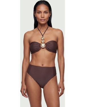 Karen Millen High Waisted Bikini Bottoms - Brown