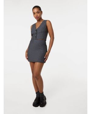 Pink Vanilla Diamante Pinstripe Mini Skirt - Blue