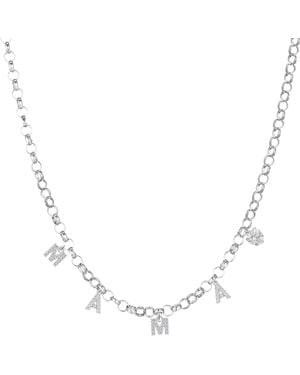 The Jewellery Stockroom Sterling Mama Cz Charm Necklace - Metallic