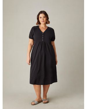 Live Unlimited Broderie Shift Jersey Dress - Black