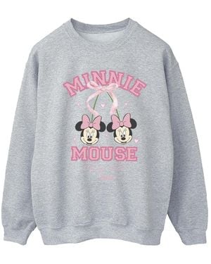 Disney Ladies Cherry Club Minnie Mouse Sweatshirt (Sport) - Grey