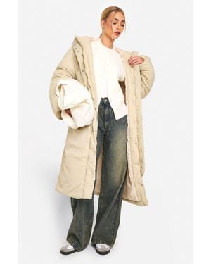 Boohoo Maxi Padded Parka - Natural