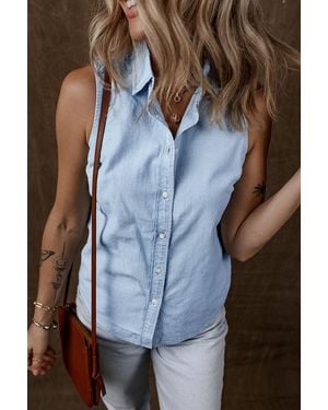 Azura Exchange Denim Overhemd Relaxed Fit Lange Mouwen - Blauw