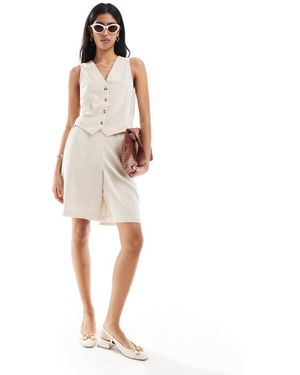 ASOS Longline Short With Linen - White
