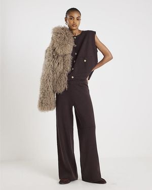 River Island Trousers Wide Leg Knitted Viscose - White