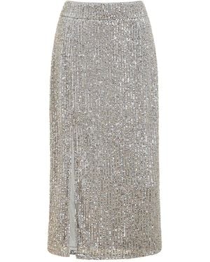Yumi' Sequin Midi Pencil Skirt - Grey