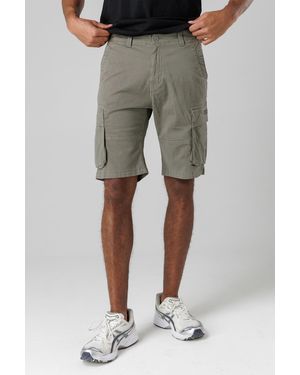 Firetrap Cotton Stretch Utility Cargo Shorts With Oversized Pockets - Grey