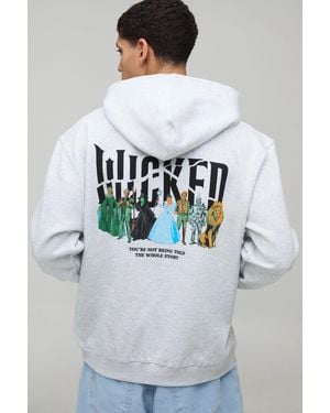 BoohooMAN Oversized Wicked License Printed Hoodie - Grey