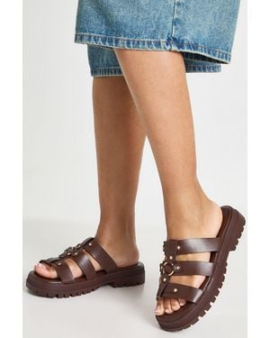 Boohoo Chunky Stud Detail Gladiator Flatforms - Blue