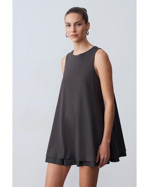 Dilvin Cotton Poplin Sleeveless Mini Shift Dress - White
