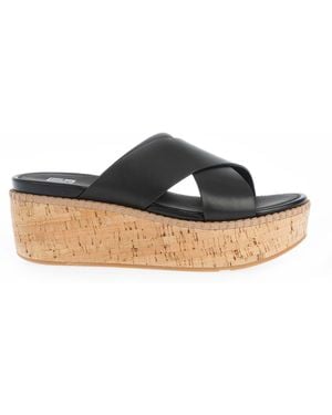 Fitflop Eloise Leather Wedge Cross Slide Sandals - Blue