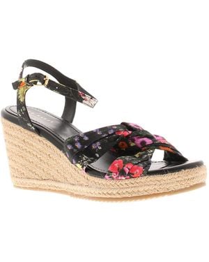 Ted Baker Sandals Cardima Espadrille Wedge Floral Printed Textile - Metallic