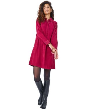 Roman Corduroy Tunic Shirt Dress - Red
