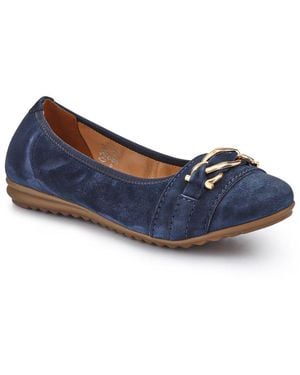 Jones Bootmaker Yvette Leather Wide-Fit Ballet Court Shoes - Blue