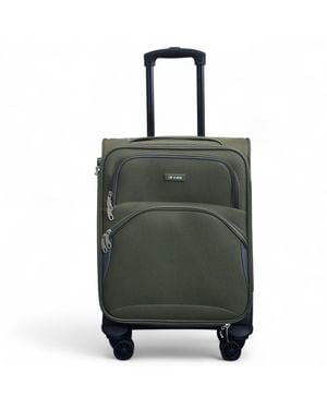 Infinity Leather Soft Shell Cabin 48 X 37 X 20 Cm Secure Travel Luggage Suitcase Suitable For Easyjet, Ryanair - Green