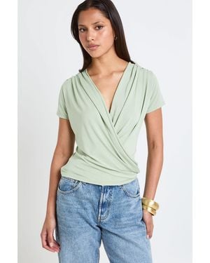Boohoo Modal Deep Drape Short Sleeve Top - White