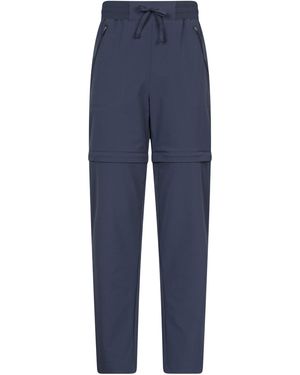 Mountain Warehouse 'Explorer' Shorter Zip Off Trouser Lightweight Hiking Convertible Trousers Fabric - Blue