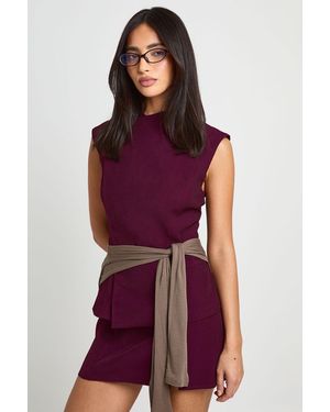 Boohoo High Wrap Concealed Front Waistcoat - Purple