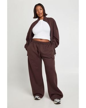 Boohoo Plus Double Ended Zip Funnel Neck Sweatshirt Tracksuit - Red