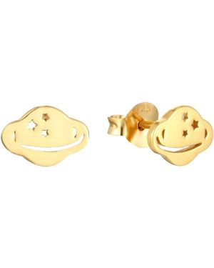 SEOL + GOLD 18Ct Plate Planet Stud Earrings - Metallic