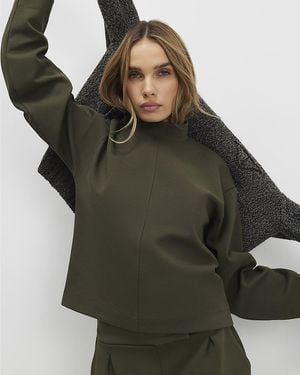 River Island Top Funnel Neck Cotton - Green