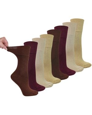 Dr.Socks 8 Pairs Ladies Bamboo Diabetic Socks - Brown