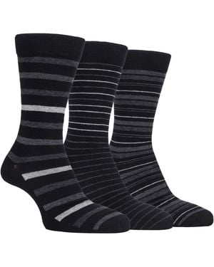 Farah 3 Pack Striped Bamboo Dress Socks Soft Breathable - Blue