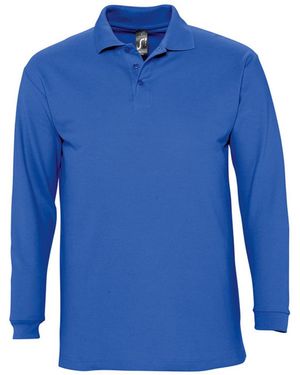 Sol's Winter Ii Long Sleeve Pique Cotton Polo Shirt (Royal) - Blue