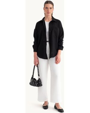 Hiccup Linen Oversized Shirt With A Pocket - Black