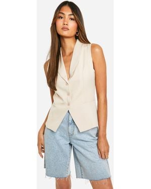Boohoo Split Hem Longline Waistcoat - Blue