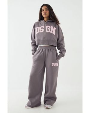 DSGN Studio Cord Applique Straight Leg Jogger - Purple