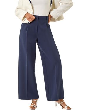 Roman Pleat Front Wide Leg Trouser - Blue