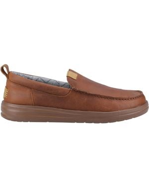 HEYDUDE Wally Grip Moc Craft Leather Shoes - Brown
